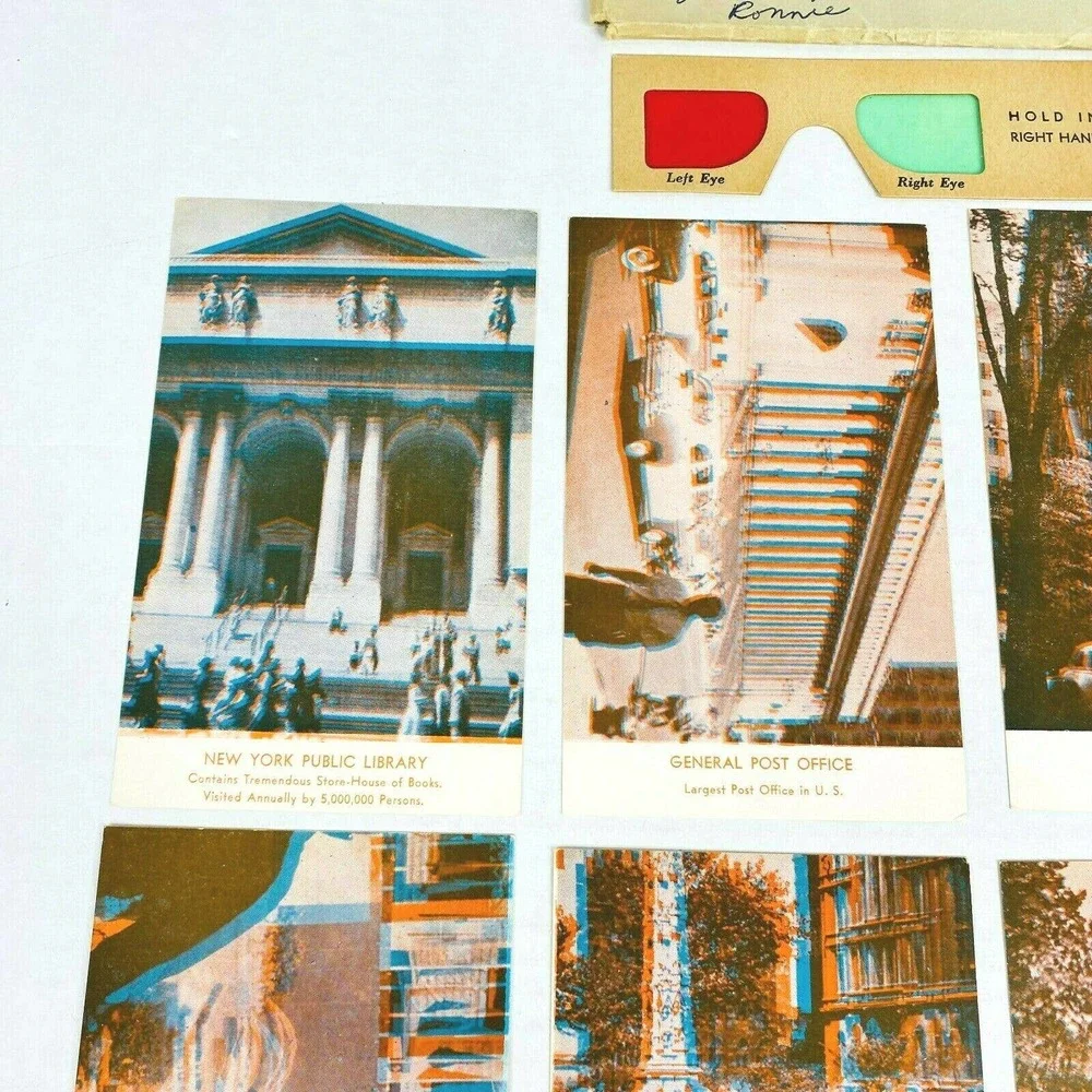 Vintage 1930s 3-D 12 Postcard Set‎ New York City